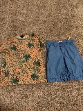 kidpik Orange Shirt & Old Navy Blue Shorts Boys M (10) Outfit